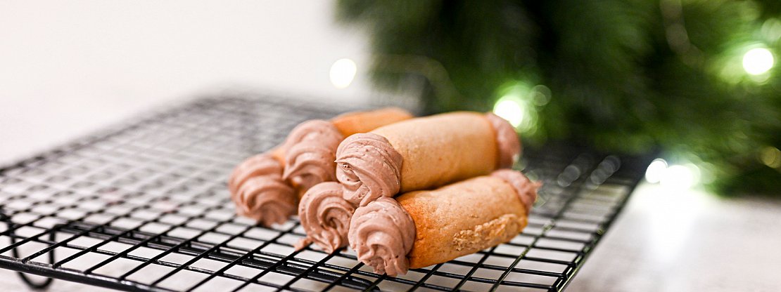 Ořechové trubičky s čokoládovým krémem